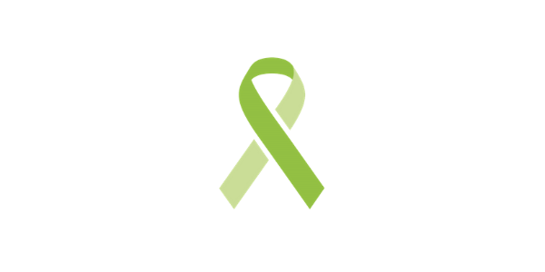 A lime green ribbon on a white background.